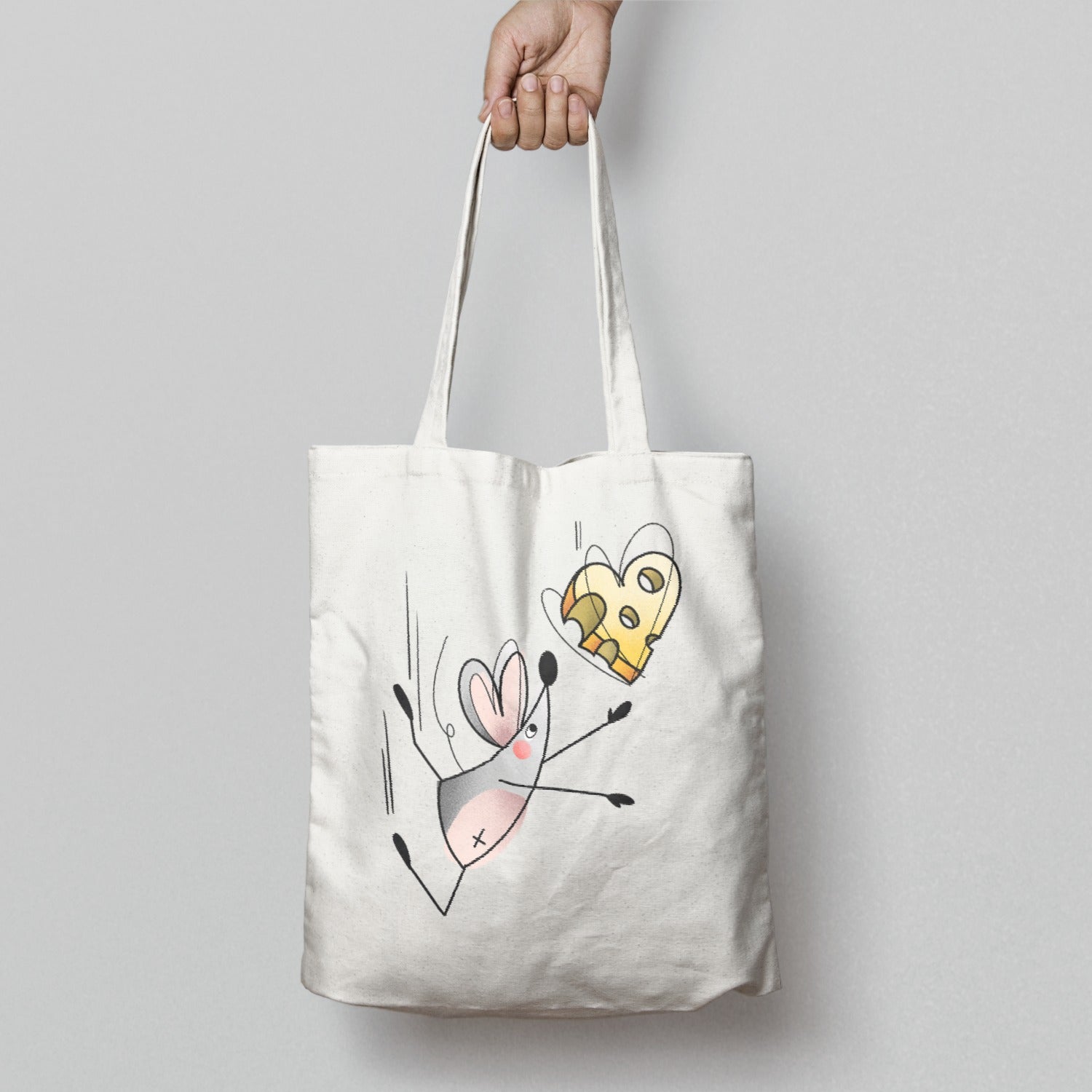Cute Mouse and Cheese Tote Bag with Cartoon Design