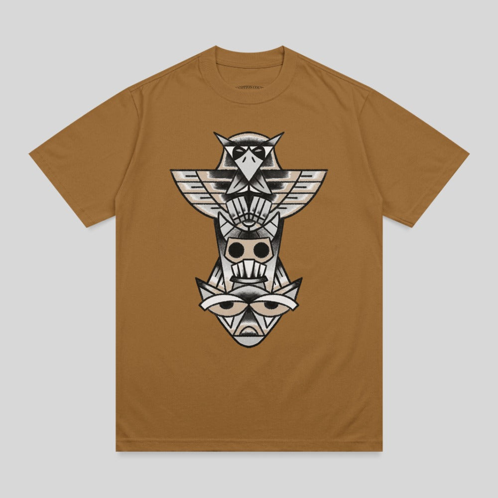 Abstract Totem Tribal Eagle Skull Earthy Brown product type