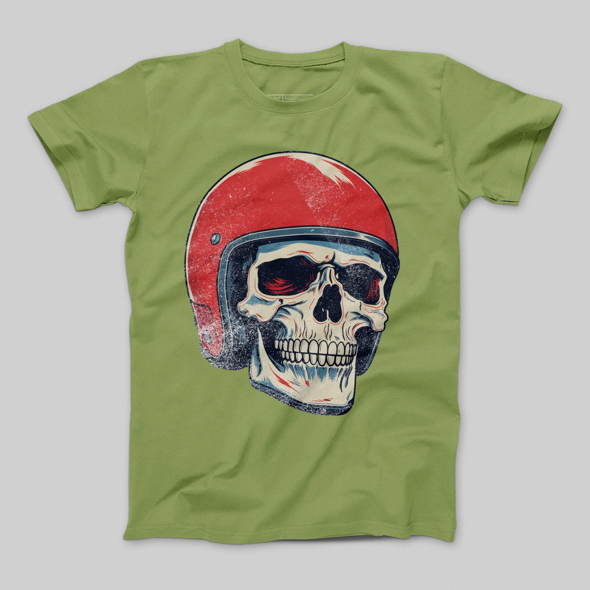 Skull with Red Helmet Pullover Graphic T-Shirt