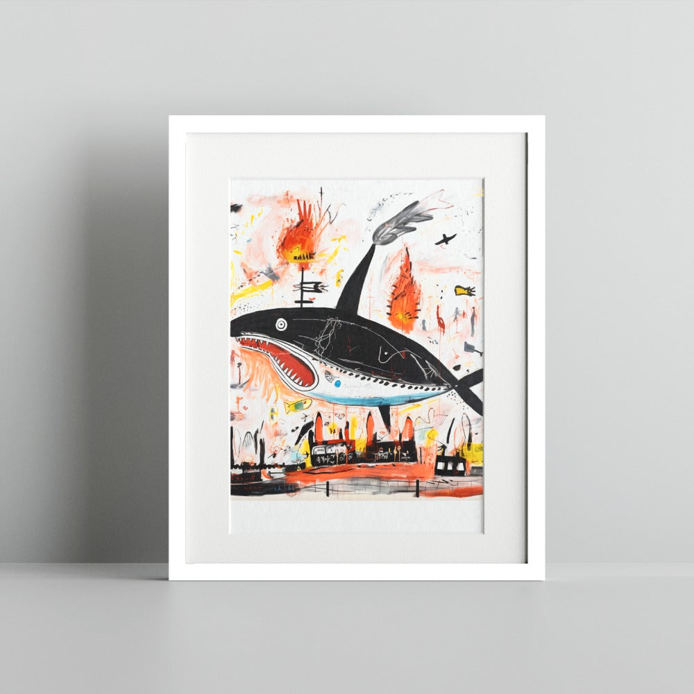 Abstract Whale Painting with Dynamic Colors Poster