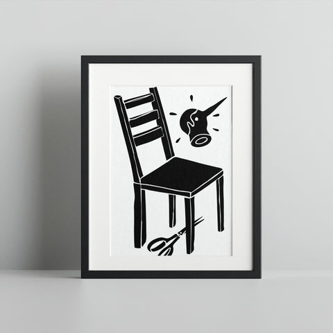 Unique Artistic Chair With Mallet Printed Poster Product