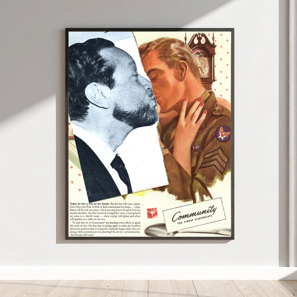 Vintage Soldiers Kiss Wall Art Community Poster