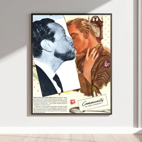 Vintage Soldiers Kiss Wall Art Community Poster