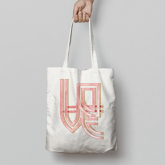 Love Typography Design on Reusable Tote Bag