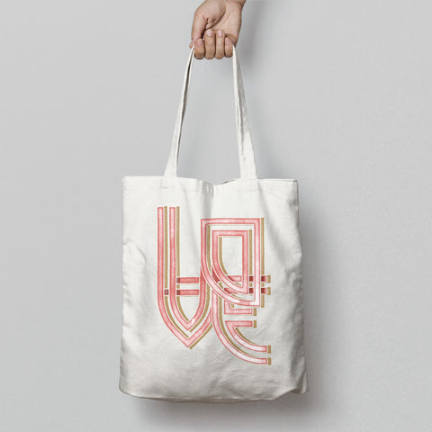 Love Typography Design on Reusable Tote Bag