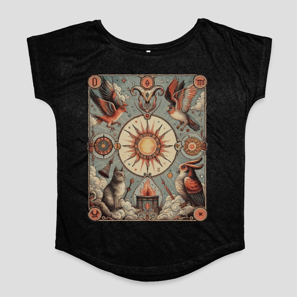 Mystical Animal and Sun Design Women's T-Shirt