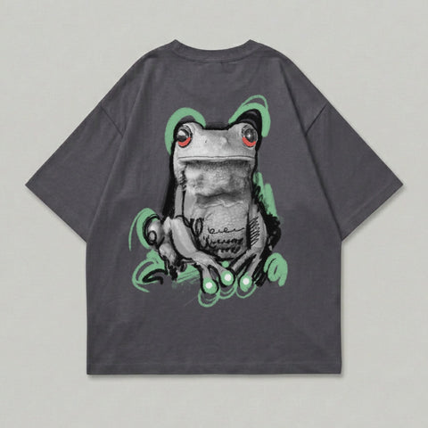 Charcoal Frog Graphic Red Eye Detail Green Accent product type