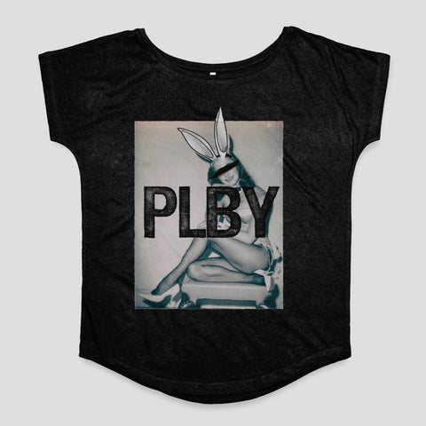 PLBY Bunny Ear Artwork Black Graphic Tee Product
