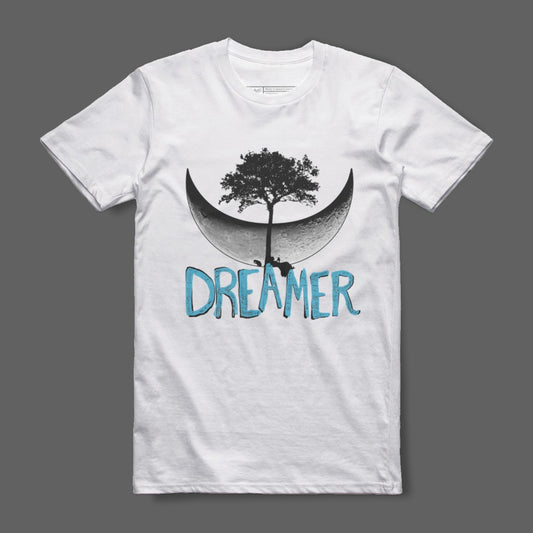 Dreamer Graphic Tee with Moon and Tree Design