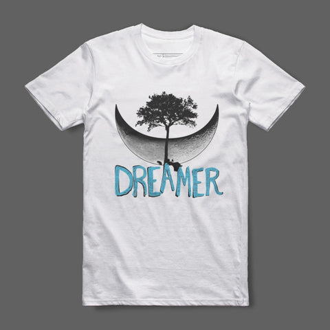 Dreamer Graphic Tee with Moon and Tree Design