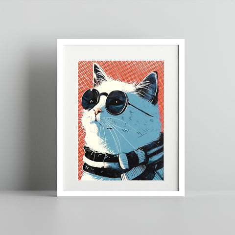 Cool Cat with Sunglasses Art Print for Cat Lovers