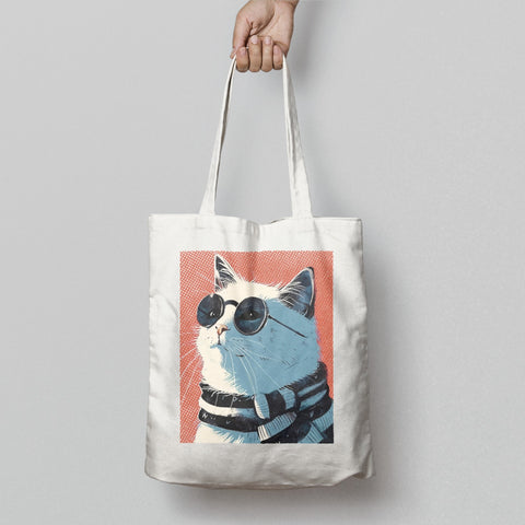 Stylish Cat with Sunglasses Graphic Tote Bag Product