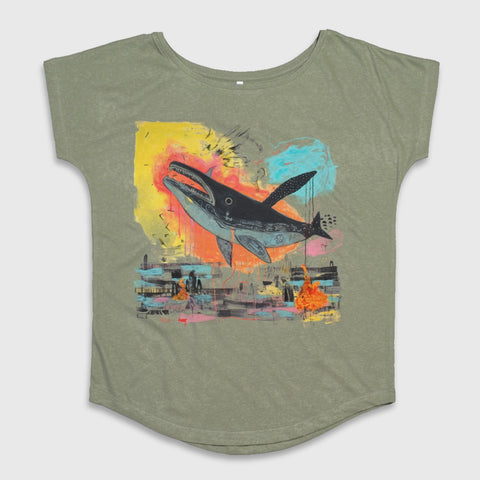 Colorful Artistic Whale Graphic Women's T-shirt