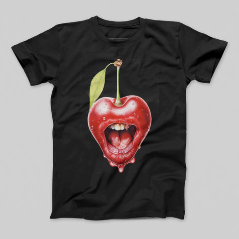 Cherry Lips Artistic Design Graphic Tee Product