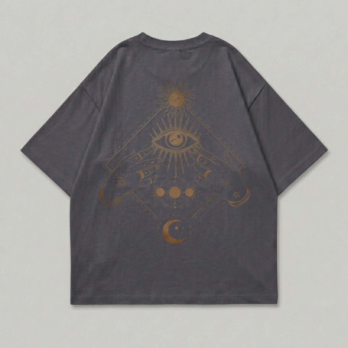 Mystical Celestial Eye Hands Graphic Dark Tee product type
T-shirt
Graphic Tee
Celestial Eye
Mystical Hands
Sun Moon Stars
Occult Design
Spiritual Apparel
Dark Grey Top
All Seeing Eye
Cosmic Print
Geometric Art
Astrology Theme
Prophecy Icon
Witchy Style
Streetwear Tee
Oversized Fit
Alternative Fashion
Indie Aesthetic
Divine Symbolism
Esoteric Garment