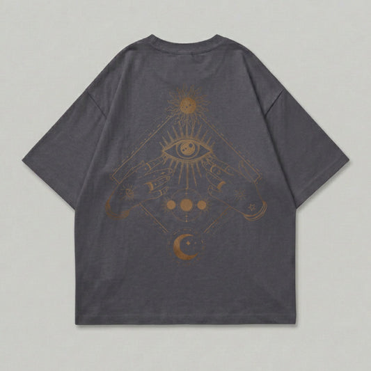 Mystical Celestial Eye Hands Graphic Dark Tee product type
T-shirt
Graphic Tee
Celestial Eye
Mystical Hands
Sun Moon Stars
Occult Design
Spiritual Apparel
Dark Grey Top
All Seeing Eye
Cosmic Print
Geometric Art
Astrology Theme
Prophecy Icon
Witchy Style
Streetwear Tee
Oversized Fit
Alternative Fashion
Indie Aesthetic
Divine Symbolism
Esoteric Garment