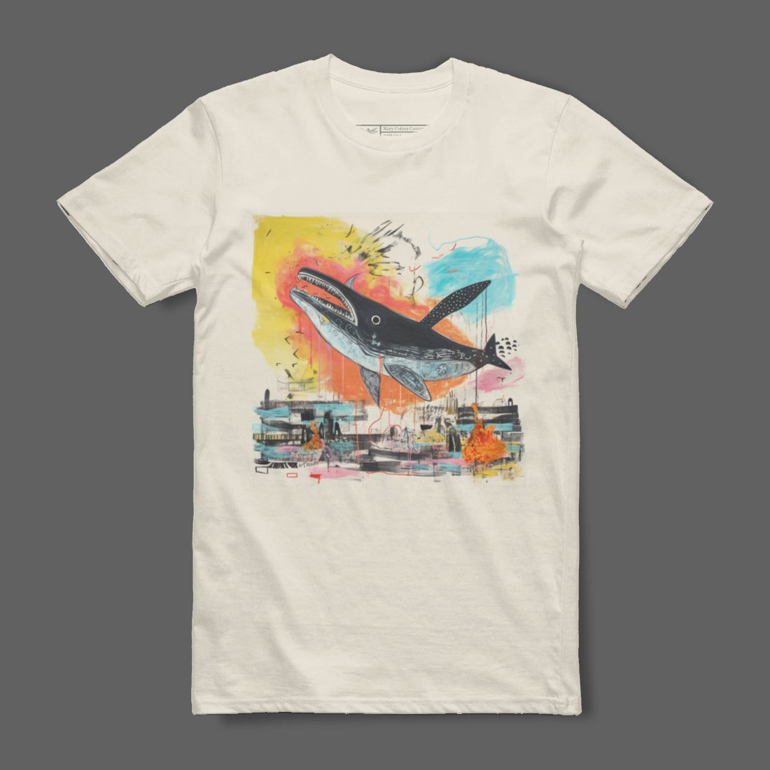 Abstract Whale and Colorful Background Graphic Shirt