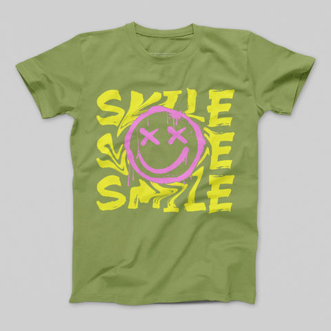 Smile Face Graphic with Drip Effect T-shirt