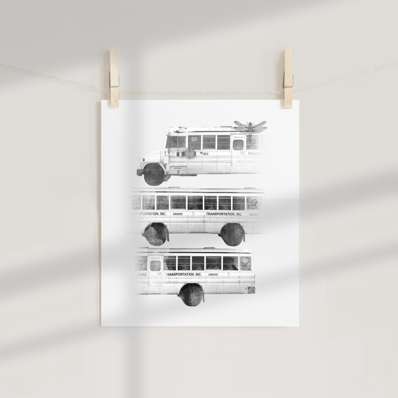 Vintage School Buses Minimalist Art Print Wall Decor