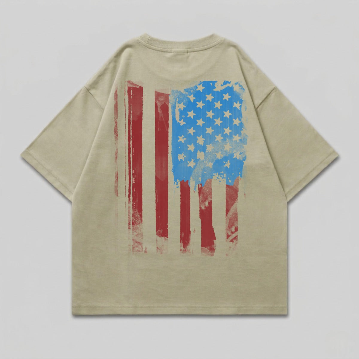 Distressed American Flag Graphic Print Back Beige product type