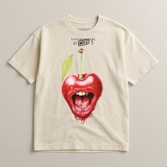 Limited Edition Cherry Mouth Design T-Shirt for Fashion Lovers