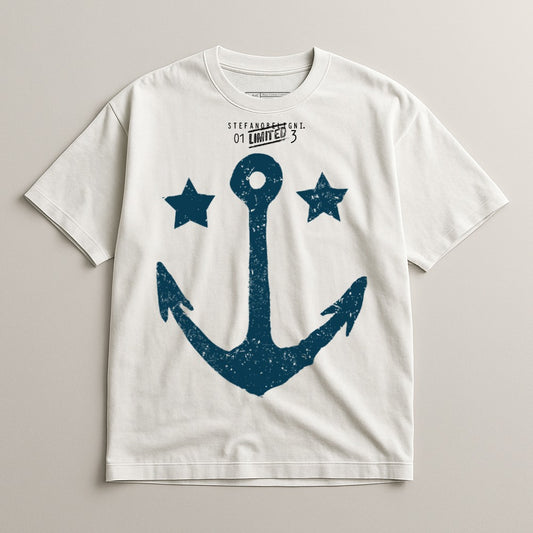 Anchor Graphic Design Vintage Style Casual T-Shirt