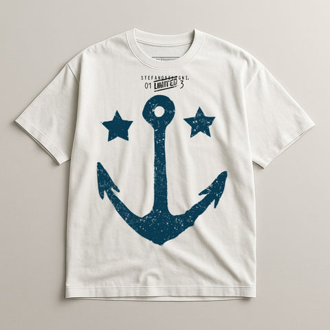 Anchor Graphic Design Vintage Style Casual T-Shirt