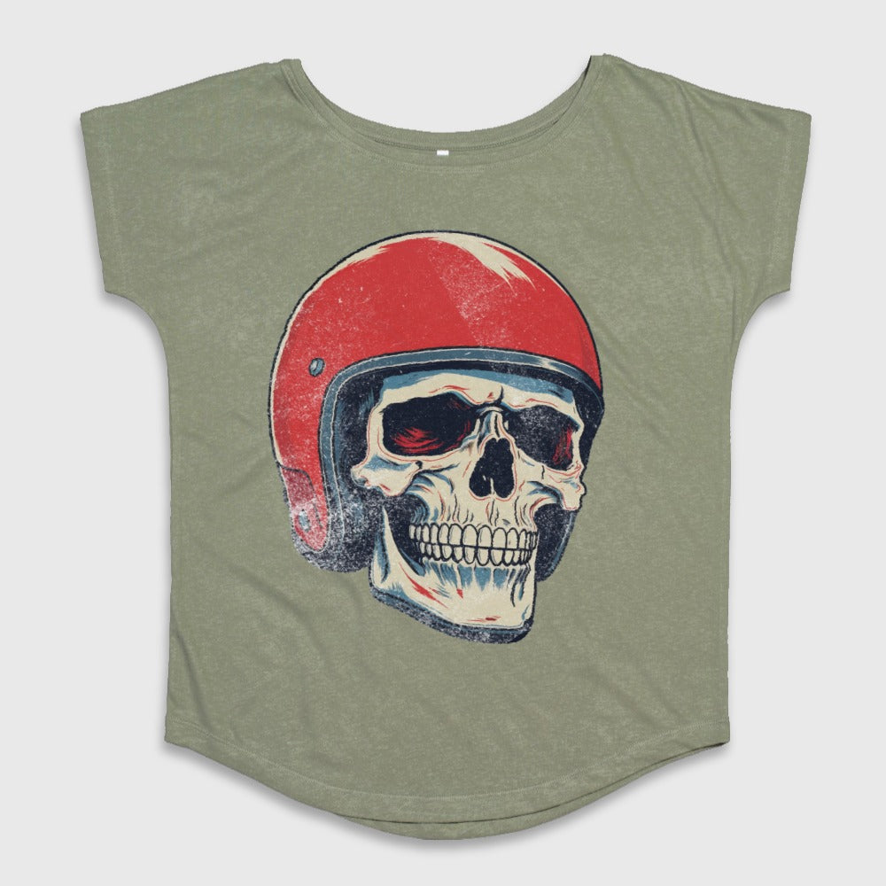 Skull with Red Helmet Graphic Design T-shirt