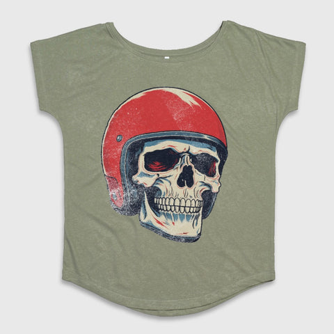 Skull with Red Helmet Graphic Design T-shirt