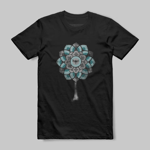 Abstract Floral Pattern Graphic Black T-Shirt Product