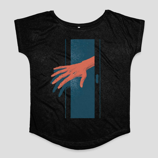 Hand Reaching Through Door Illustration T-shirt