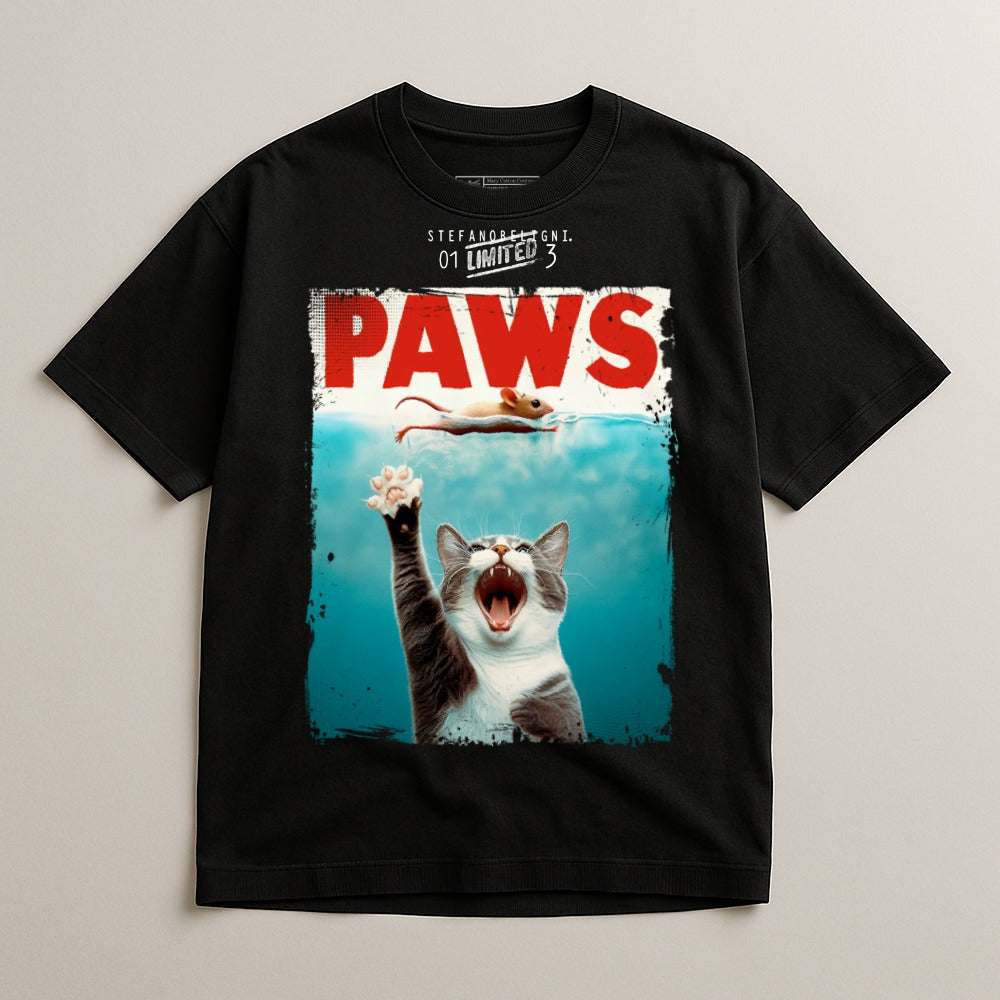 Paws Cat and Mouse Graphic Short Sleeve T-shirt