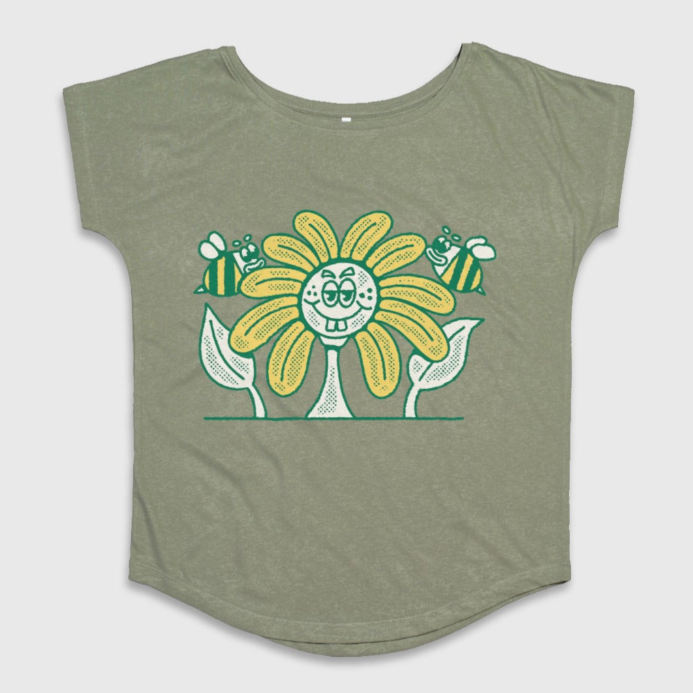 Happy Sunflower with Bees Graphic Tee Shirt