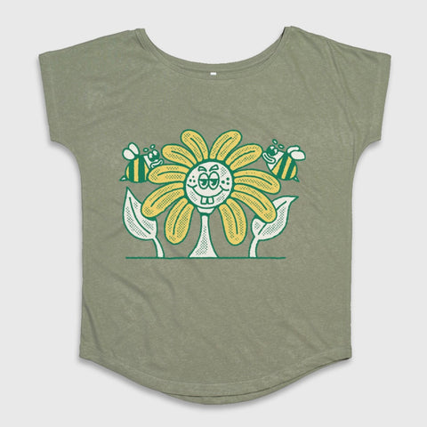 Happy Sunflower with Bees Graphic Tee Shirt
