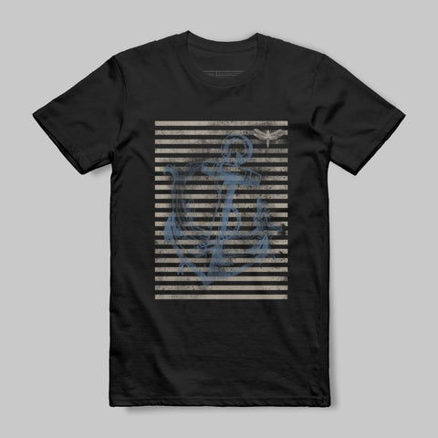 Nautical Anchor and Stripes Graphic T-Shirt