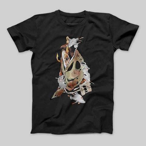 Artistic Mouse and Fish Illustration Graphic T-shirt