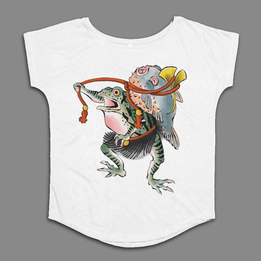 Frog and Fish Illustrated Graphic T-Shirt