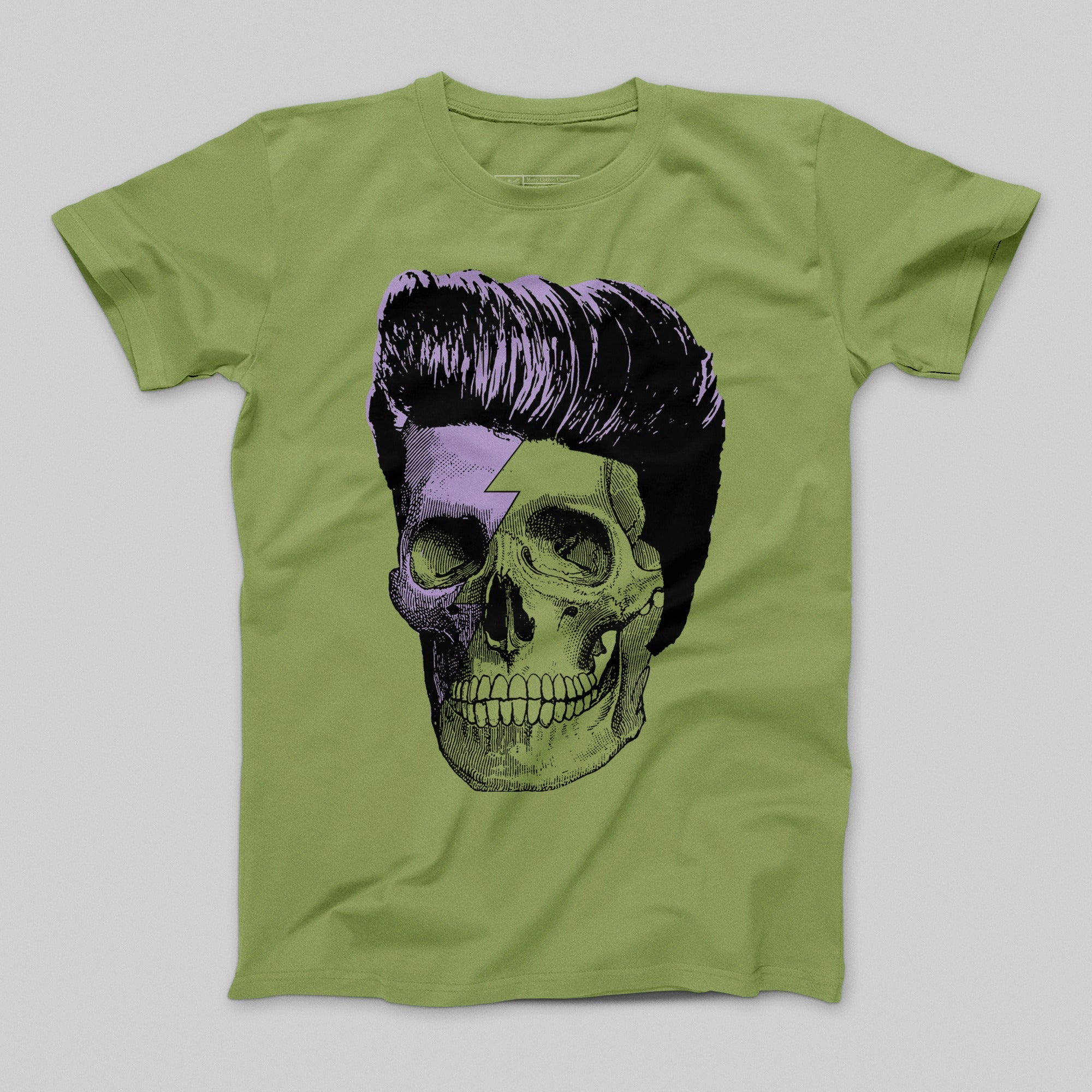Skull with Lightning Bolt and Hair Graphic T-shirt