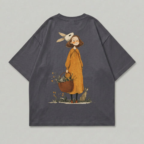 Whimsical Girl Rabbit Ear Basket Flowers Cottagecore product type

Girl illustration, Rabbit art, Flower basket, Whimsical design, Cottagecore aesthetic, Nature theme, Woodland spirit, Cute bunny, Fantasy character, Artistic graphic, Unique print, Dreamy illustration, Fairy tale vibe, Spring blossom, Meadow scene, Bunny ear girl, Flower picking, Charming design, Storybook style, Dark grey tee