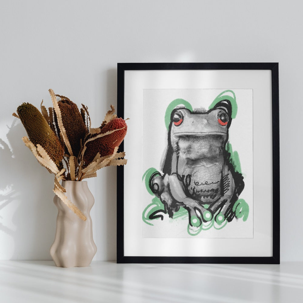 Colorful Abstract Frog Art Print for Home Decor