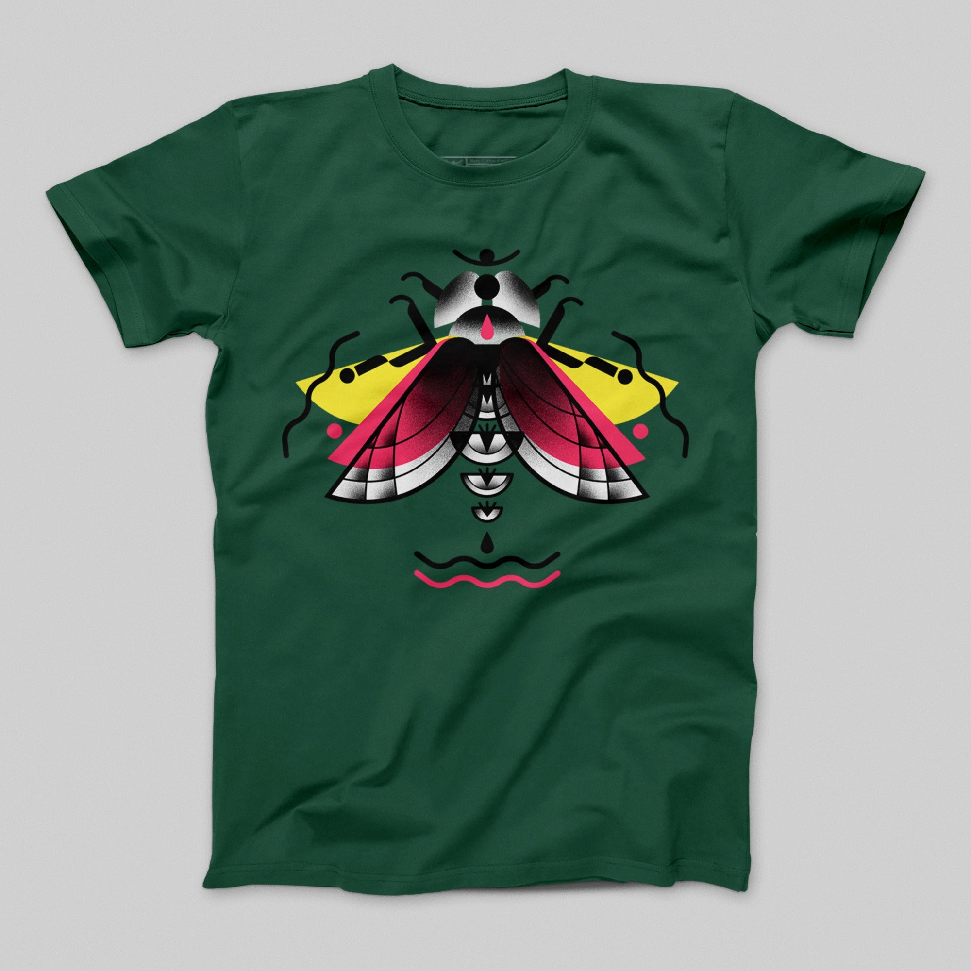 Colorful Moth Printed Graphic Design T-shirt