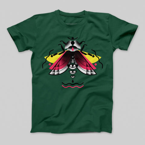 Colorful Moth Printed Graphic Design T-shirt