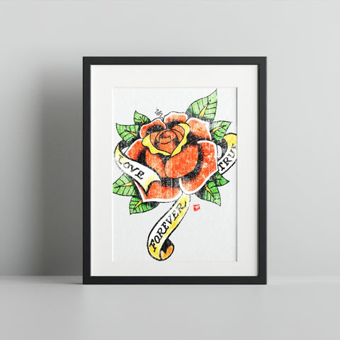Love Forever True Rose Wall Art Print Decor