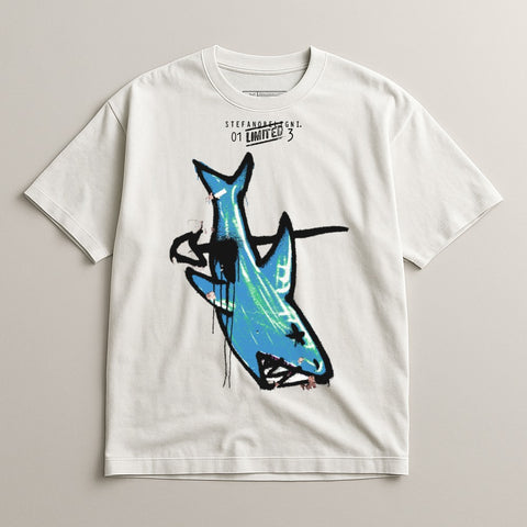 Artistic Shark Graphic Printed T-shirt with Unique Design