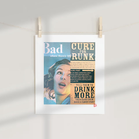 Vintage Style Cure For Drunk Alcohol Poster Print