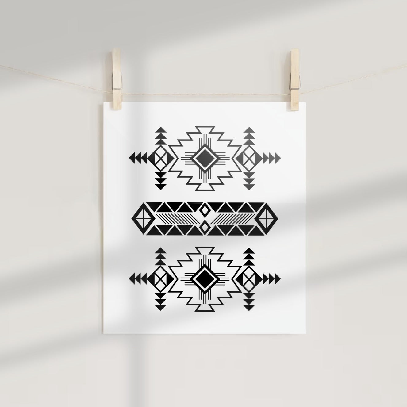 Geometric Pattern Wall Art Print Tribal Design Art Poster