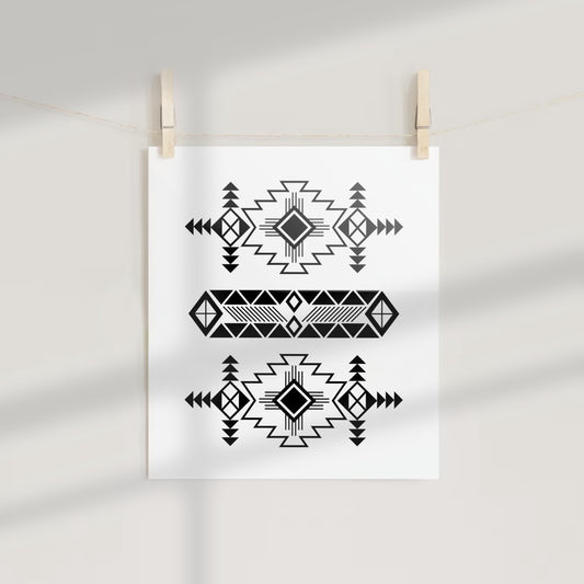 Geometric Pattern Wall Art Print Tribal Design Art Poster