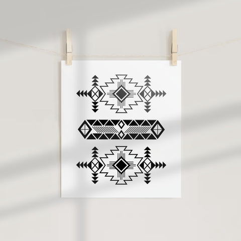 Geometric Pattern Wall Art Print Tribal Design Art Poster