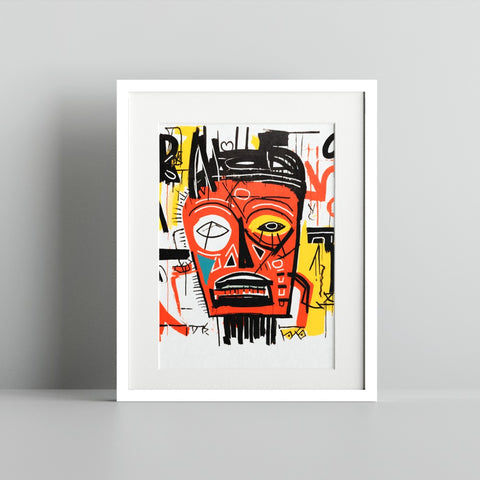 Vibrant Abstract Face Art Print Street Style Artwork