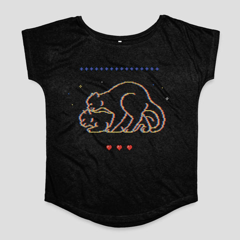 Retro Pixel Art Cats with Hearts Women's Shirt